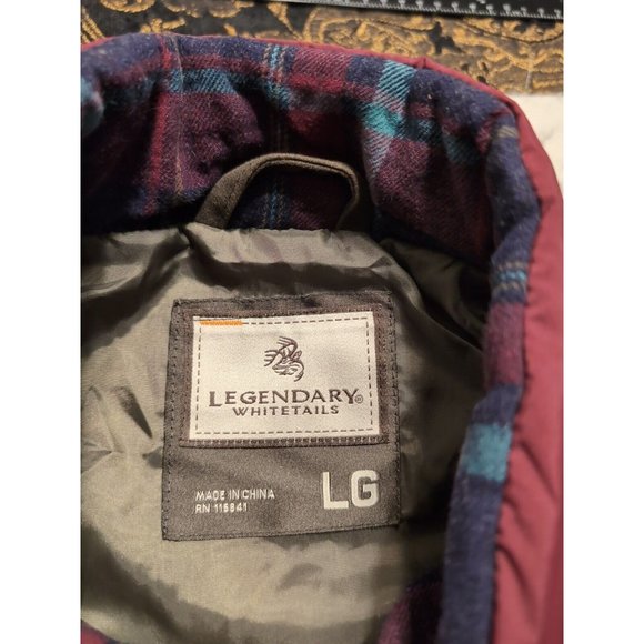 Legendary Whitetails Quilted Vest Toggle Puffer Women's Size L Maroon Zip - Picture 4 of 8